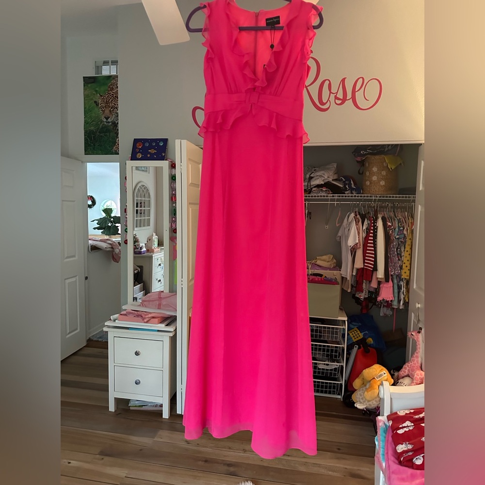 Nanette lepore hot pink silk maxi dress